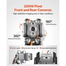 VEVOR Sewer Pipe Inspection Robot 394FT Plumbing Crawler with Front/Rear Camera