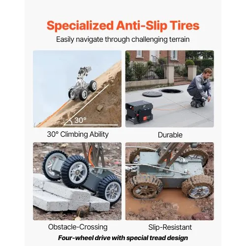 VEVOR Sewer Pipe Inspection Robot, 197FT Pipeline Detection