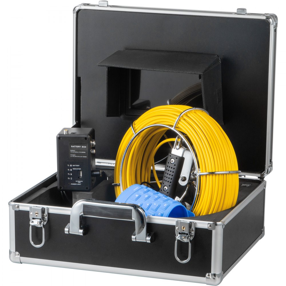 VEVOR Pipe Inspection Camera 20m Cable Sewer Camera 7inch Display Sewer Inspection Cameras Water-Proof with Typing Keyboard 4500mAh Battery Pipe Camera for Sewer Detection