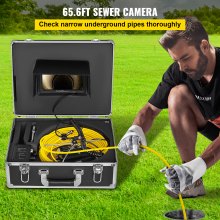VEVOR 20M Sewer Inspection Camera 7 Inch Monitor LCD DVR Waterproof Pipe Pipeline Drain Inspection System Camera Kit Endoscope (20M 7Inch)