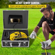 VEVOR 20M Sewer Inspection Camera 9 Inch Monitor LCD DVR Waterproof Pipeline Drain Inspection System Camera Kit with 8G SD Card (20M 9Inch)