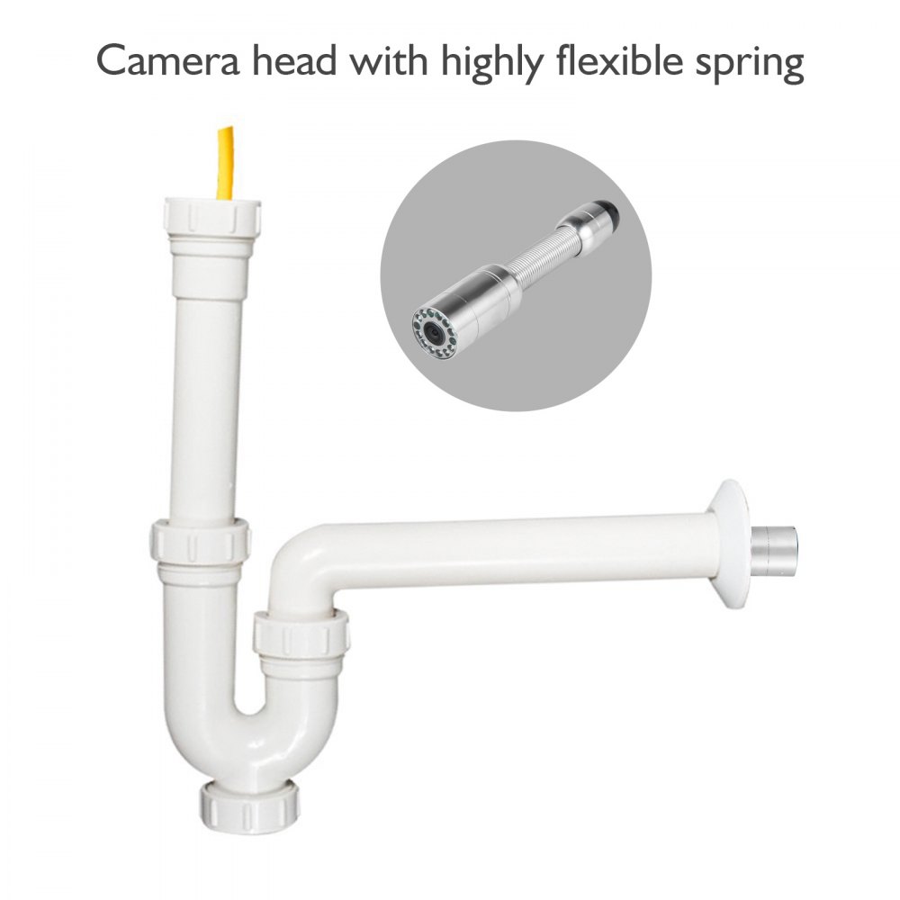VEVOR 30M WiFi Sewer Camera 7 Inch IP68 Waterproof Pipe Camera 1000 TVL Camera 23MM Pipe Inspection Camera with12 pcs LED Lights