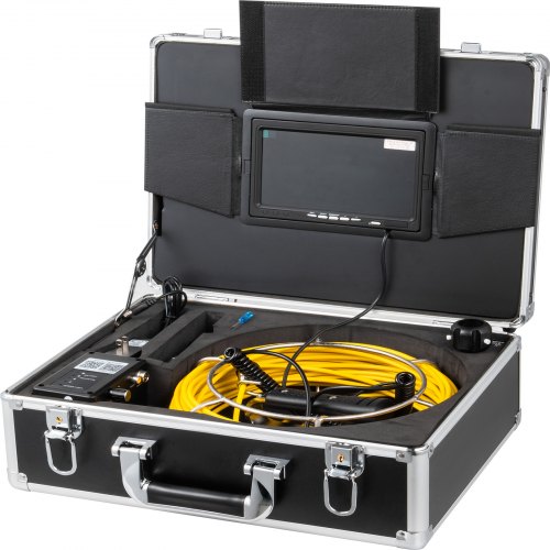 VEVOR Cámara de inspección de tuberías Cable de 50 m Cámara de alcantarillado Pantalla de 7 pulgadas Cámaras de inspección de alcantarillado Cámara de tubería de batería HD industrial 16G SD a prueba de agua 4000mAh para detección de alcantarillado