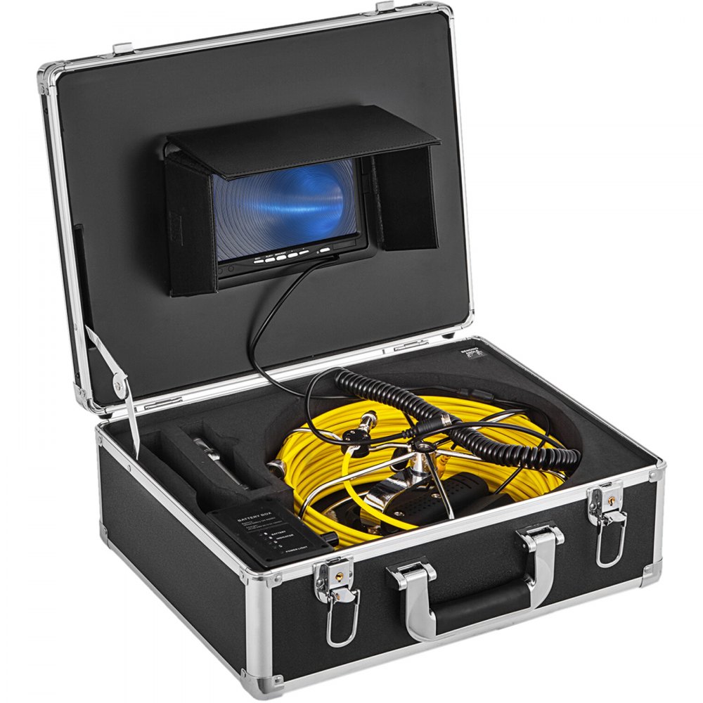 Cameră de inspecție pentru canalizare VEVOR 50M Monitor LCD DVR de 7 inchi Sistem de inspecție a canalizării de canalizare rezistentă la apă Kit de cameră cu card SD 8G (50M 7 inchi)