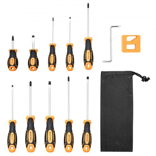 12-Piece Magnetic Screwdriver Set 5 Phillips 5 Flat Head Tips Magnetizer Tool