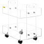 clear two-tier VEVOR acrylic cart with metal fasteners and black caster wheels.