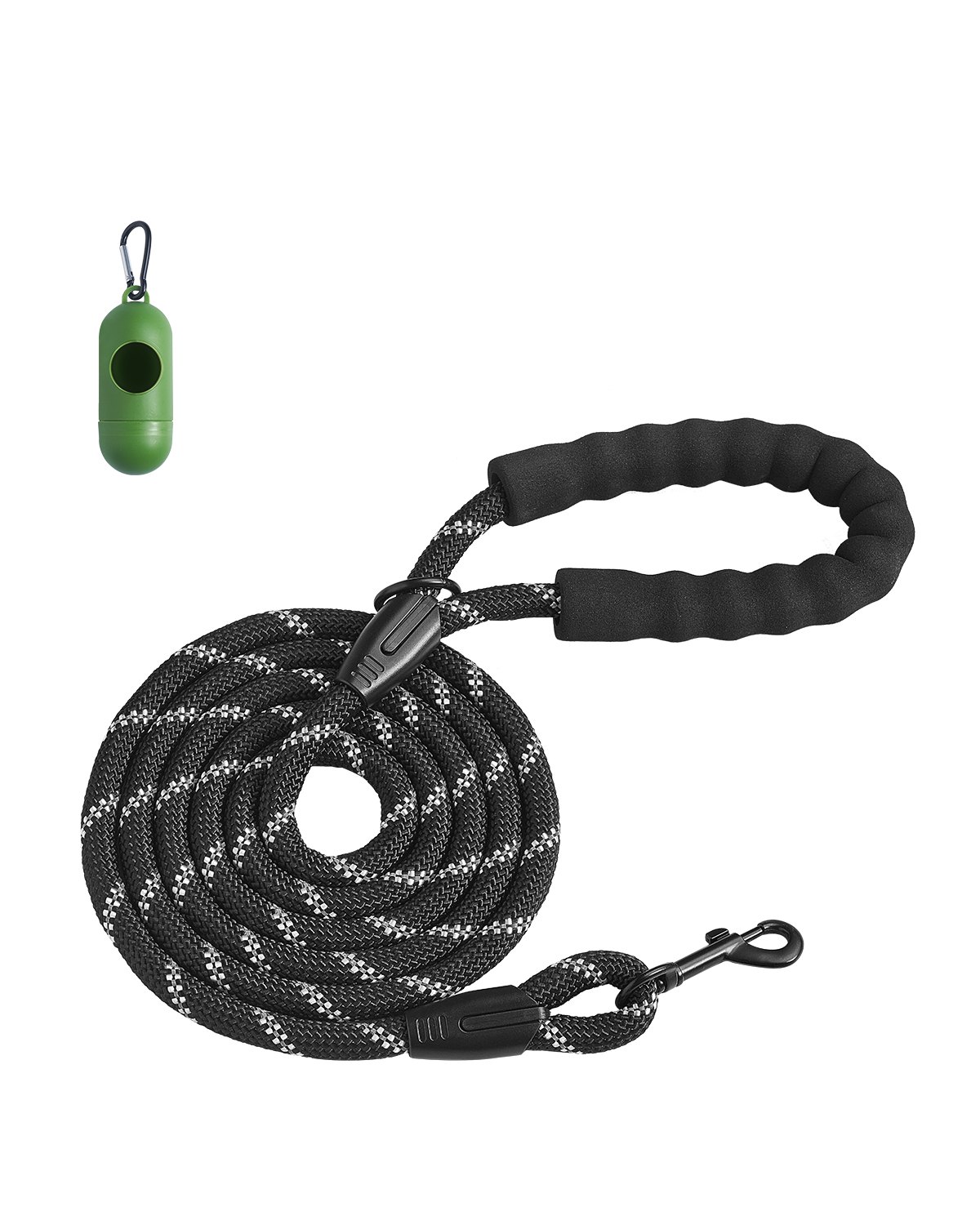 VEVOR Rope Dog Leash, 6ft Heavy Duty Dog Leash with Comfortable Padded Handle, Strong Nylon Thick Leash with Reflective Threads, Dog walking and Training Leash, for Medium Large Dogs (1/2 in, Black)