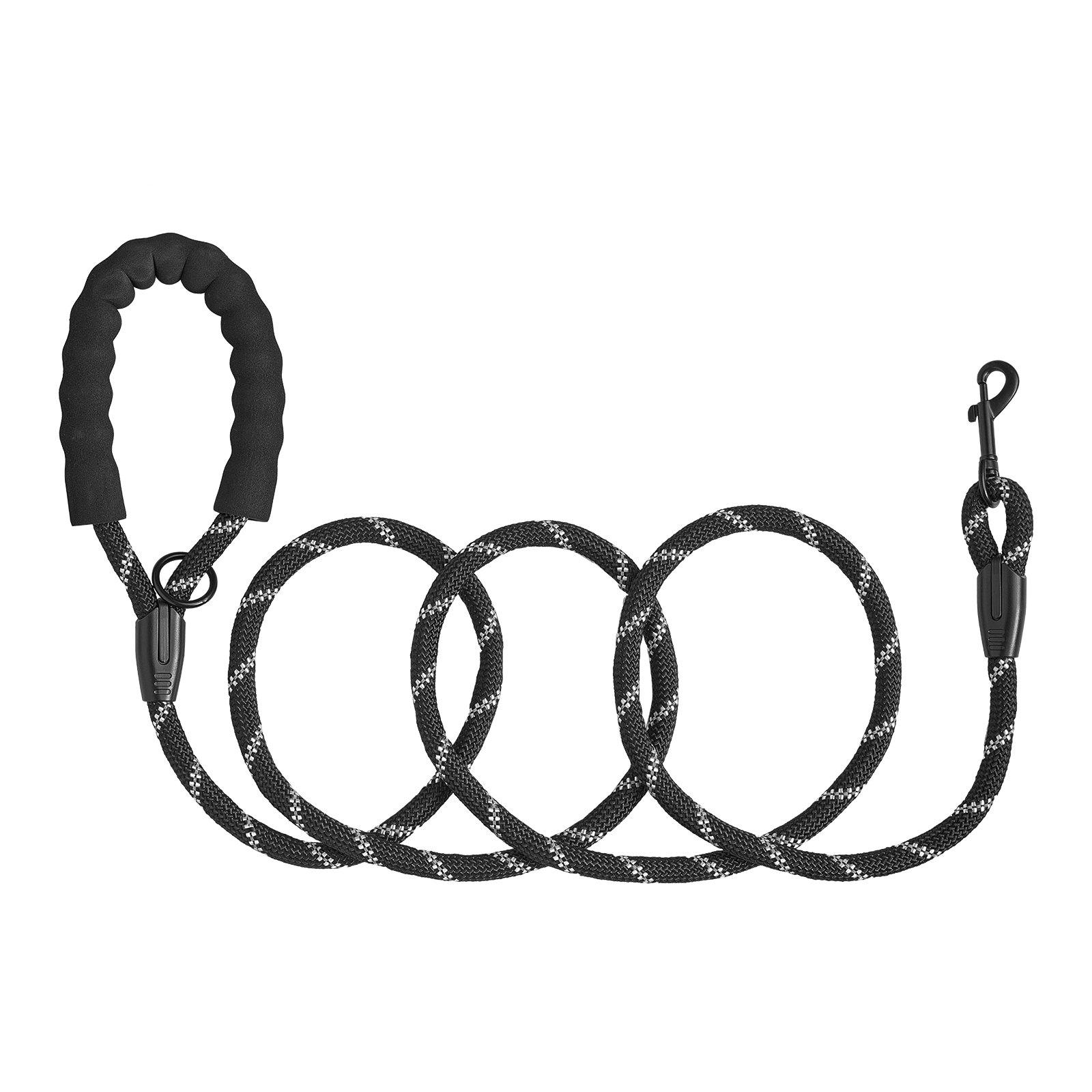 VEVOR Rope Dog Leash, 6ft Heavy Duty Dog Leash with Comfortable Padded Handle, Strong Nylon Thick Leash with Reflective Threads, Dog walking and Training Leash, for Medium Large Dogs (1/2 in, Black)