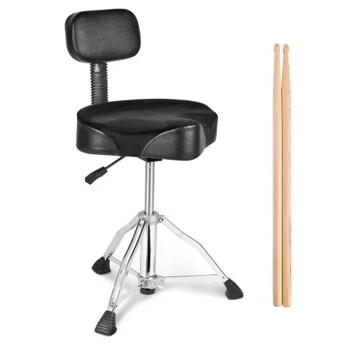 thumbnail image 2 of Drum Throne With Backrest Padded Hydraulic Drum Chair Height Adjustable Stool Stable Bass Comfortable Memory Foam Seat Adult Drummers Guitar Players Black Appl 2 of 11