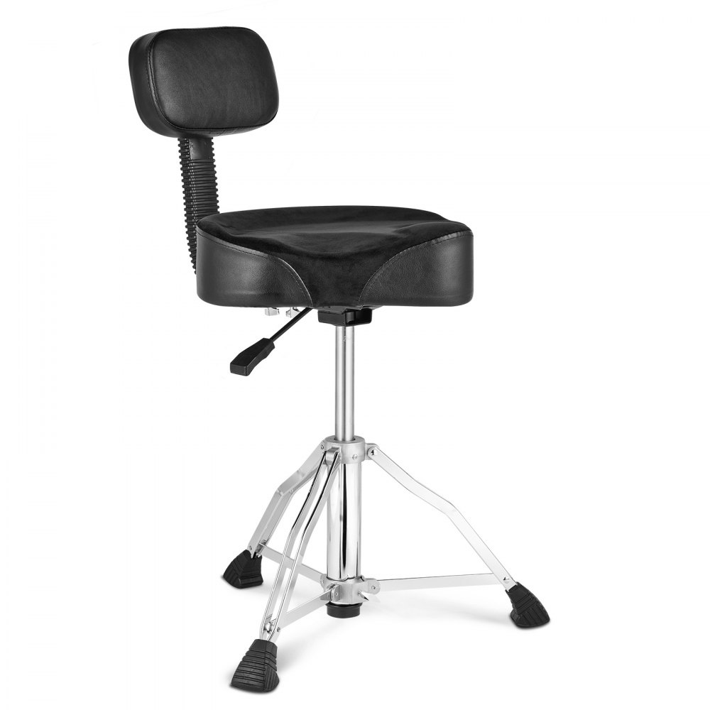 VEVOR Drum Throne with Backrest, 490-640 mm Height Adjustable, Hydraulic Saddle Padded Drum Stool Seat with Anti-Slip Feet Drumsticks 227 kg Max Capacity, 360°Swivel for Drummers
