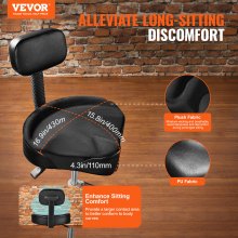 VEVOR Drum Throne with Backrest, 490-640 mm Height Adjustable, Hydraulic Saddle Padded Drum Stool Seat with Anti-Slip Feet Drumsticks 227 kg Max Capacity, 360°Swivel for Drummers