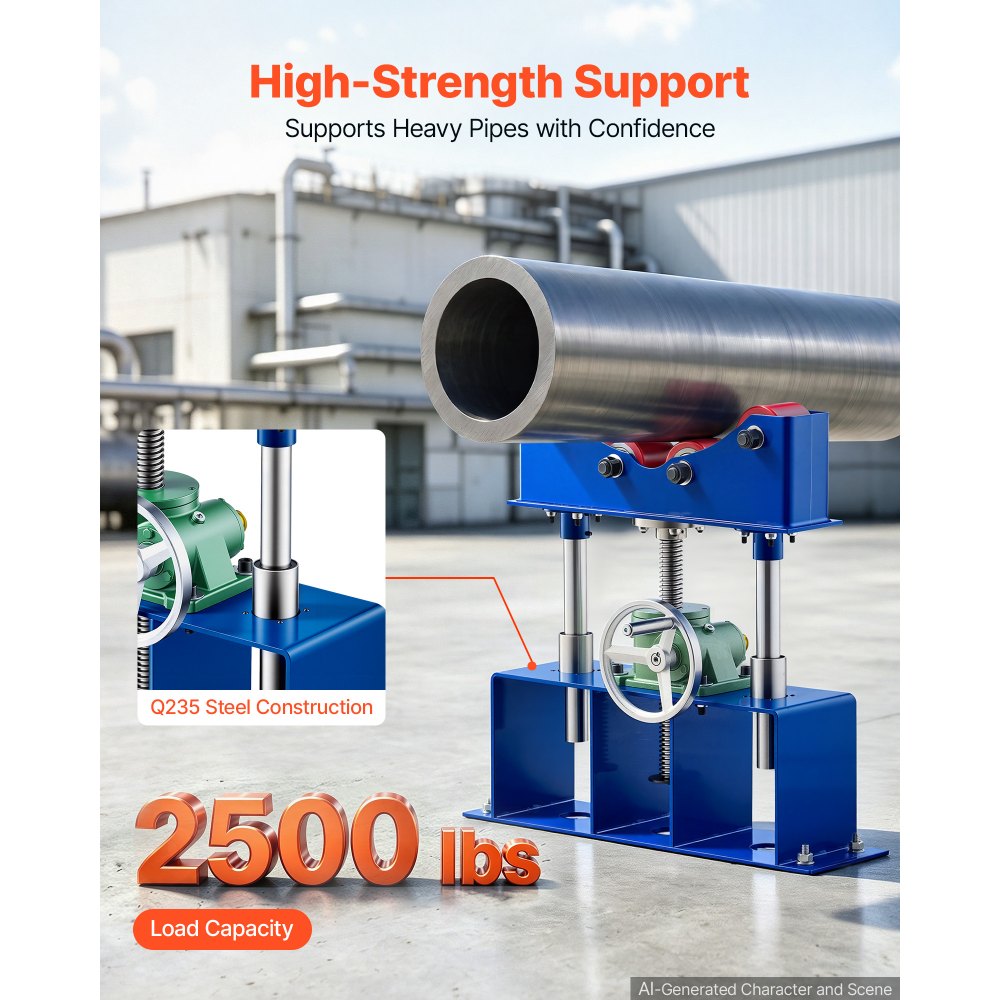 VEVOR Rotary Welding Positioner Roller, 2500LBS Heavy-Duty Pipe Stand, Fits 2"-36" Pipes, 16"-23" Adjustable Height, 4 PU Rollers, Worm Gear Lifting for Large Pipe Welding, Processing & Rotation