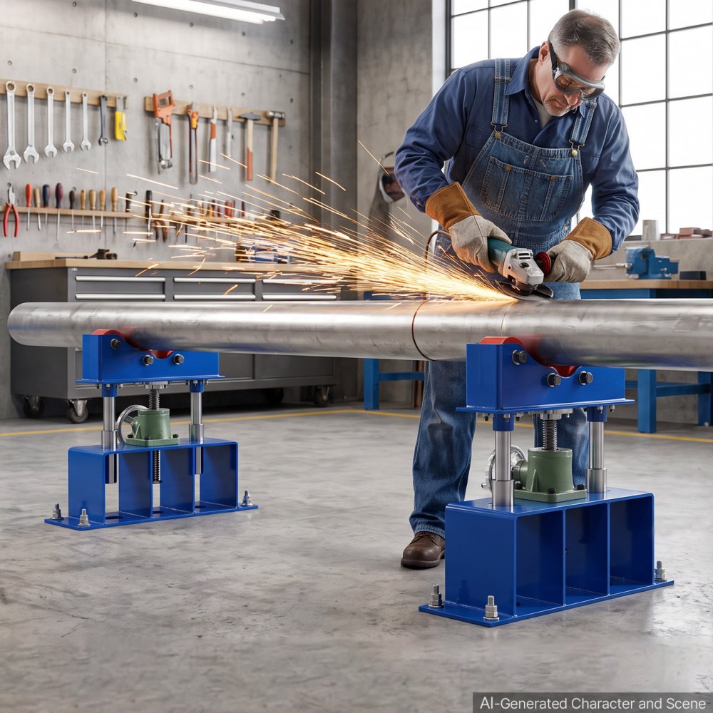 VEVOR Rotary Welding Positioner Roller, 2500LBS Heavy-Duty Pipe Stand, Fits 2"-36" Pipes, 16"-23" Adjustable Height, 4 PU Rollers, Worm Gear Lifting for Large Pipe Welding, Processing & Rotation