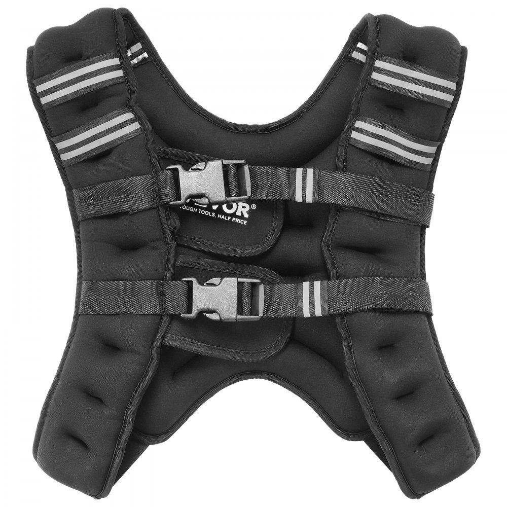VEVOR Weighted Vest, 16 lbs Weight Vest with Reflective Stripe, Adjustable Buckle Body Weight Vest for Men Women, Workout Equipment for Strength Training, Running, Jogging, Fitness, and Weight Loss