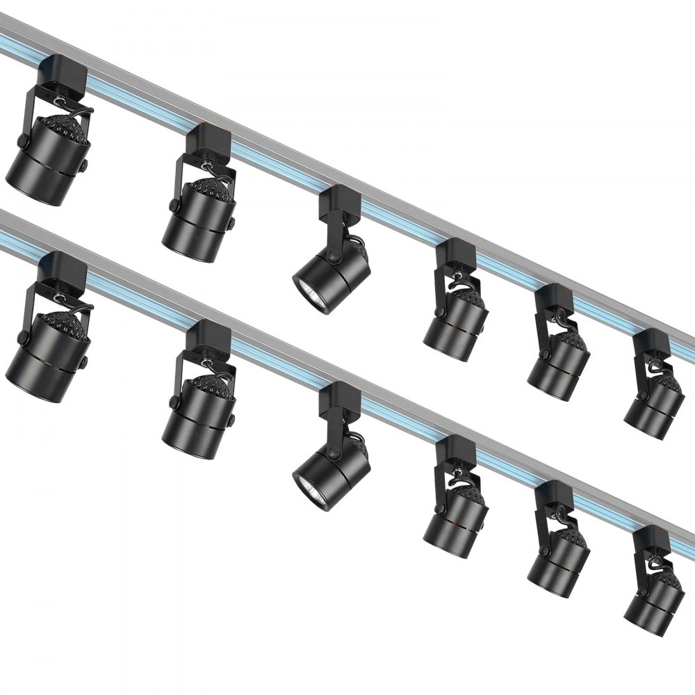 VEVOR LED Track Lighting Heads, 6.5W 3000K 470lm Warm White, Dimmable H Type Track Light Head, CRI85+ True Color Rendering Adjustable Tilt Angle Track Lighting Fixture for Accent Retail, 12 Pack Black