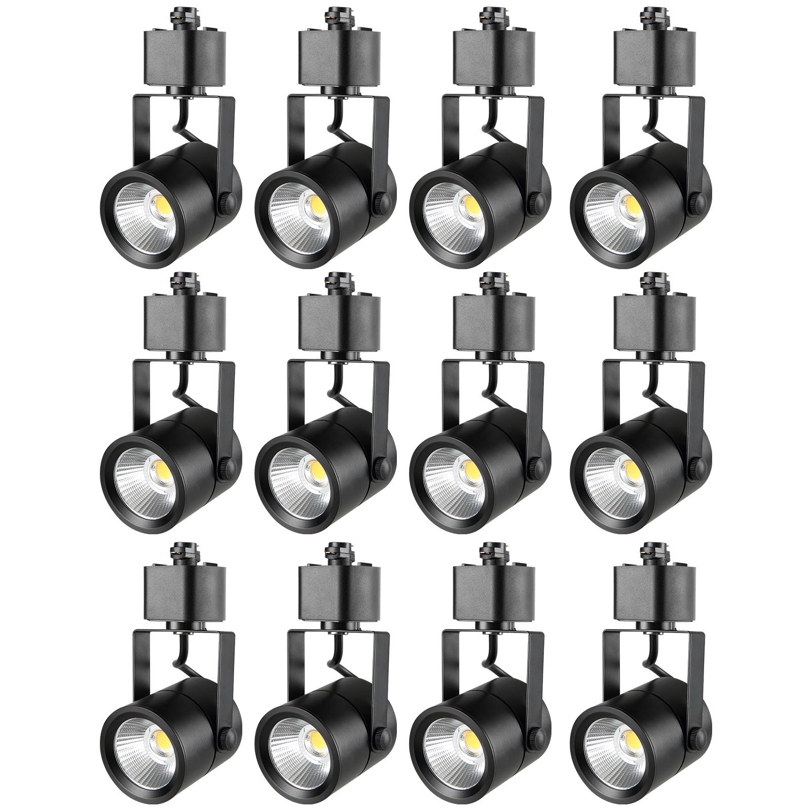 VEVOR LED Track Lighting Heads, 6.5W 3000K 470lm Warm White, Dimmable H Type Track Light Head, CRI85+ True Color Rendering Adjustable Tilt Angle Track Lighting Fixture for Accent Retail, 12 Pack Black
