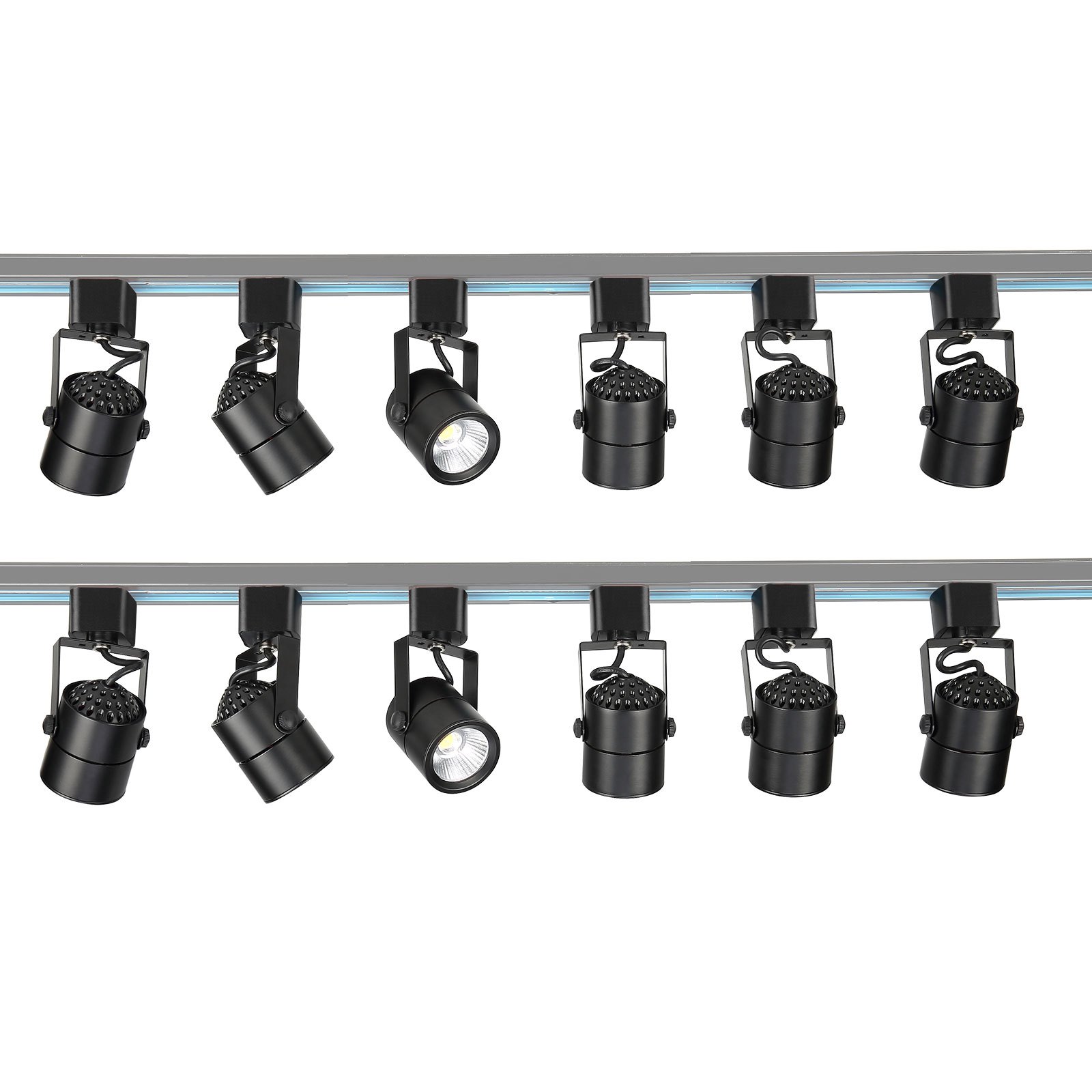 VEVOR LED Track Lighting Heads, 6.5W 3000K 470lm Warm White, Dimmable H Type Track Light Head, CRI85+ True Color Rendering Adjustable Tilt Angle Track Lighting Fixture for Accent Retail, 12 Pack Black