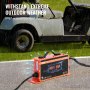 VEVOR golf cart battery charger under rain, showcasing ip67 waterproof and dustproof features.