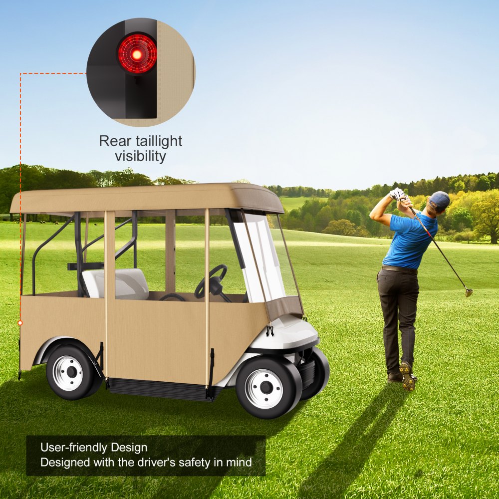 VEVOR Golf Cart Enclosure, with 4-Sided Fairway Deluxe, 300D Waterproof Driving Enclosure with Transparent Windows, Fit for 2+2 Seats Golf Carts (Roof Up to 78.7''L)