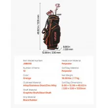 VEVOR 12-Piece Women's Golf Set Right Handed 460CC Driver Irons Putter & Bag