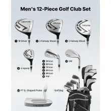 VEVOR 12-Piece Men's Golf Set Right Handed 460CC Driver Irons Putter & Bag