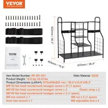 VEVOR Golf Storage Garage Organizer, 2 Golf Bag Storage Stand Holder and Other Sports Equipment Storage Rack, Outdoor Steel Garage Organizer Shelves, Sports Gear and Toys Storage for Gym Shed, Black