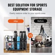 VEVOR Golf Storage Garage Organizer 3 Golf Bag Stand Holder Club Rack Ball Cart