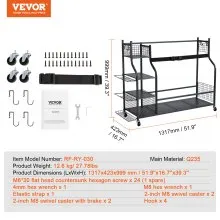 VEVOR Golf Storage Garage Organizer 3 Golf Bag Stand Holder Club Rack Ball Cart