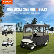 VEVOR Golf Cart Enclosure, 4-Person Golf Cart Cover, 4-Sided Fairway Deluxe, 300D Waterproof Driving Enclosure with Transparent Windows, Fit for EZGO, Club Car, Yamaha Cart (Roof Up to 78.7''L)