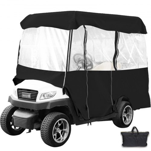 VEVOR Black Golf Cart Covers Portable 4 Sided Transparent Golf Cart Waterproof Cover Golf Cart Seat Covers