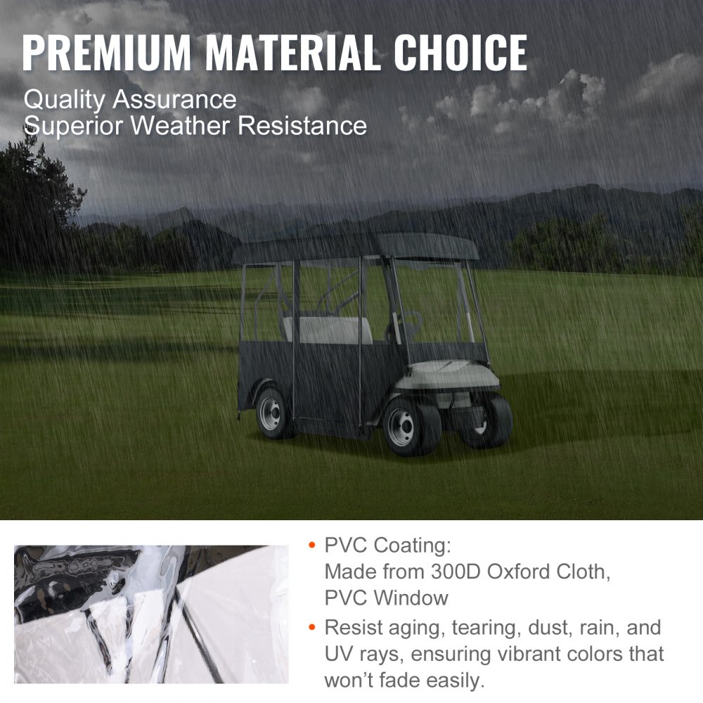 VEVOR Golf Cart Enclosure 86 Inch, with 4-Sided Fairway Deluxe, 300D Waterproof Driving Enclosure with Transparent Windows, Fit for 4-Person EZGO, Club Car, Yamaha Golf Cart Cover
