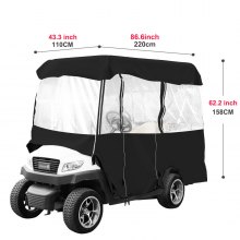 VEVOR Black Golf Cart Covers Portable 4 Sided Transparent Golf Cart Waterproof Cover Golf Cart Seat Covers