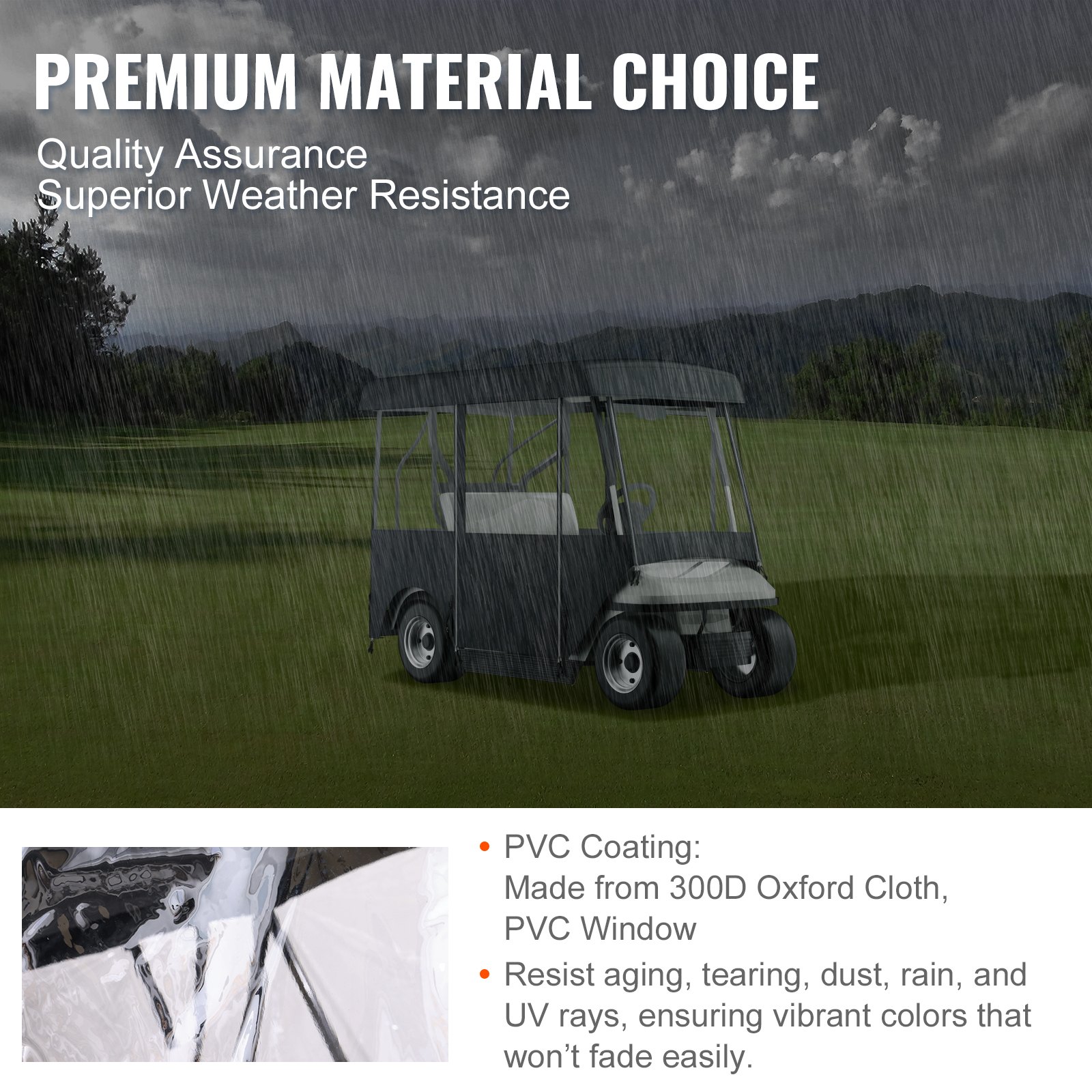 VEVOR Golf Cart Enclosure 86'', 4-Person Golf Cart Cover, 4-Sided Fairway Deluxe, 300D Waterproof Driving Enclosure with Transparent Windows, Fit for 4-Seat EZGO, Club Car, Yamaha Carts