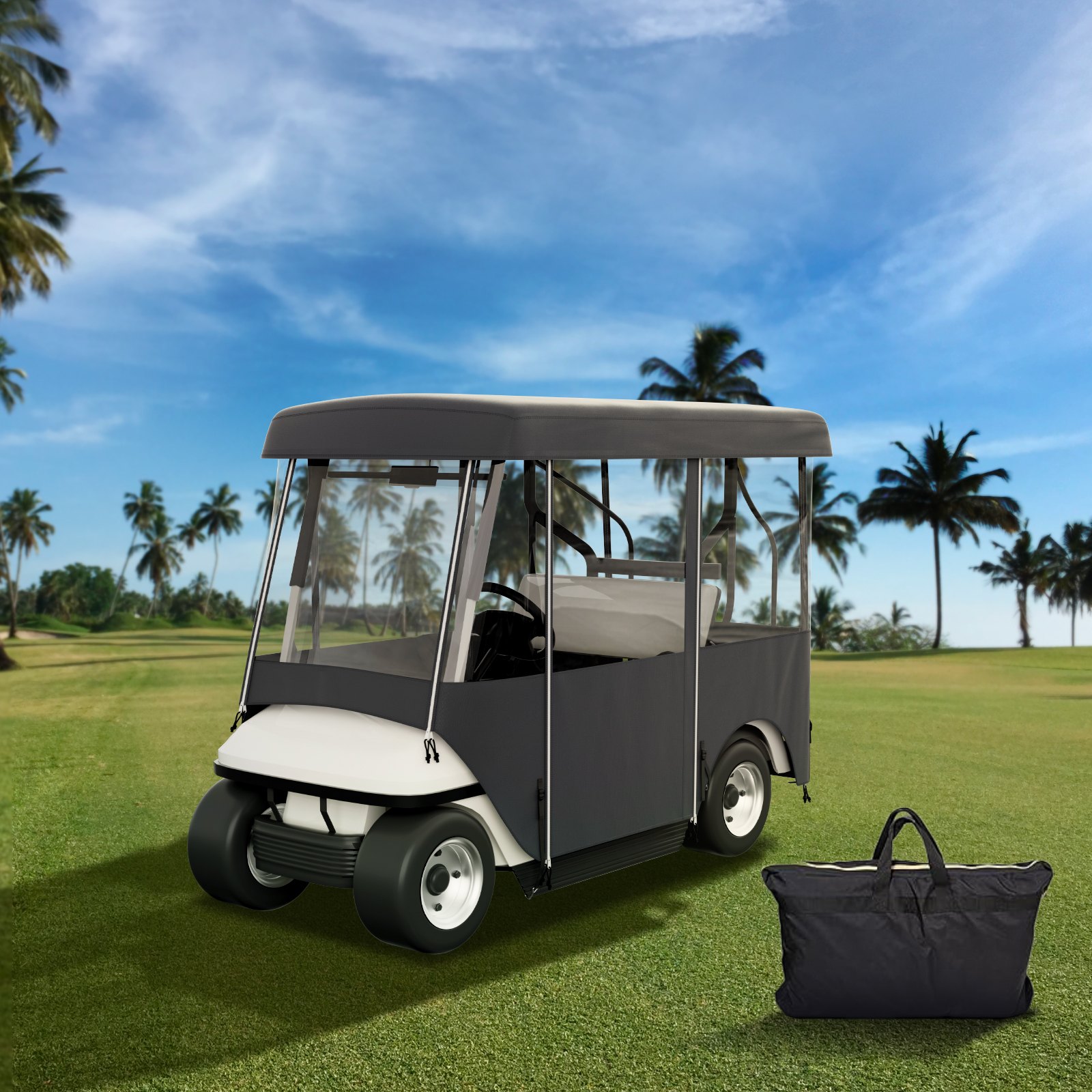 VEVOR Golf Cart Enclosure 86'', 4-Person Golf Cart Cover, 4-Sided Fairway Deluxe, 300D Waterproof Driving Enclosure with Transparent Windows, Fit for 4-Seat EZGO, Club Car, Yamaha Carts