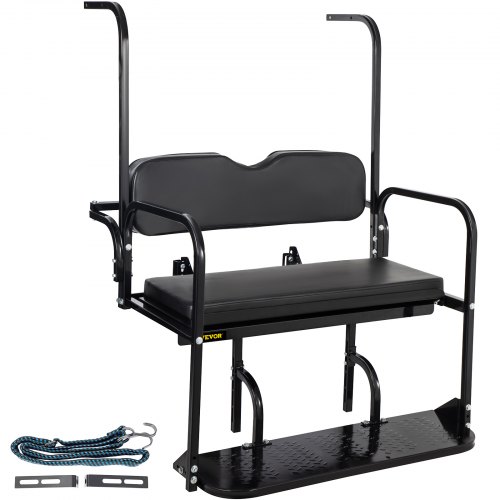 VEVOR Golf Cart Rear Seat, Club Car Rear Seat for Club Car DS 2000-2013, Heavy Duty Golf Cart Back Seat 1102 lbs Capacity, Black Steel Frame Golf Cart Flip Folding Rear Back Seat Kit w/Roof Support