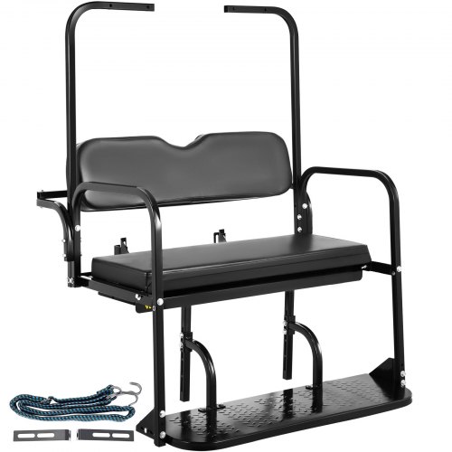 VEVOR Golf Cart Rear Seat, Club Car Rear Seat for 2004-2018 Club Car Precedent, Heavy Duty Golf Cart Back Seat 1102 lbs Capacity, Black Steel Golf Cart Flip Folding Rear Back Seat Kit w/Roof Support