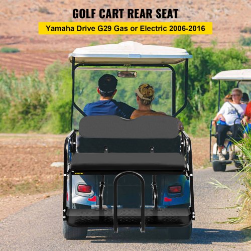 VEVOR Golf Cart Rear Seat, Club Car Rear Seat for Yamaha G29 Drive 2006-2016, Heavy Duty Golf Cart Back Seat 1102 lbs Capacity, Black Steel Golf Cart Flip Folding Rear Back Seat Kit with Grab Bar