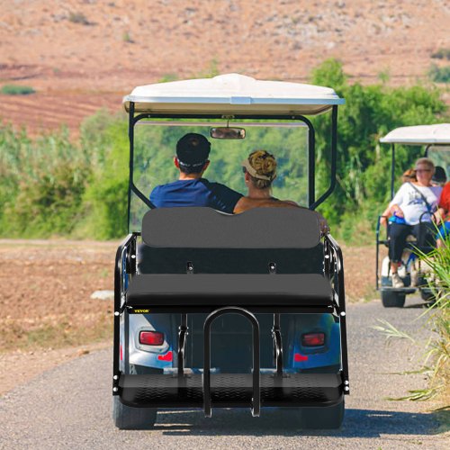 VEVOR Golf Cart Rear Seat, Club Car Rear Seat for Yamaha G29 Drive 2006-2016, Heavy Duty Golf Cart Back Seat 1102 lbs Capacity, Black Steel Golf Cart Flip Folding Rear Back Seat Kit with Grab Bar