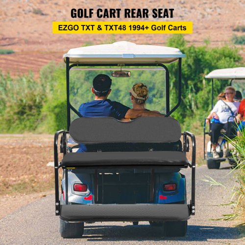 VEVOR Golf Cart Rear Seat, Club Car Rear Seat Compatible with EZGO TXT & TXT48 1994+, Heavy Duty Golf Cart Back Seat 1102 lbs Capacity, Golf Cart Flip Folding Rear Back Seat Kit Steel Frame - Tan
