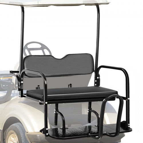 VEVOR Golf Cart Rear Seat, Club Car Rear Seat for Club Car DS 2000.5 - Up, Heavy Duty Golf Cart Back Seat 1102 lbs Capacity,Black Golf Cart Flip Folding Rear Back Seat Kit w/Grab Bar & Roof Support