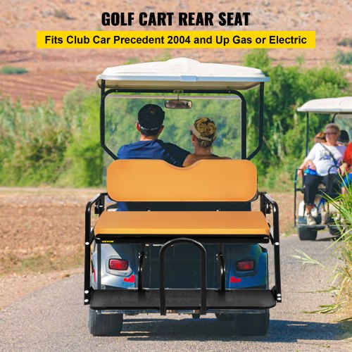 VEVOR Golf Cart Rear Seat, Club Car Rear Seat for Club Car Precedent 2004 and Up, Heavy Duty Steel Golf Cart Back Seat 1102 lbs Capacity, Golf Cart Flip Folding Rear Back Seat Kit with Grab Bar - Tan