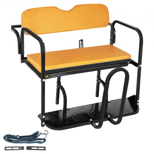 VEVOR Golf Cart Rear Seat, Club Car Rear Seat for Club Car Precedent 2004 and Up, Heavy Duty Steel Golf Cart Back Seat 1102 lbs Capacity, Golf Cart Flip Folding Rear Back Seat Kit with Grab Bar - Tan