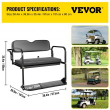 VEVOR Golf Cart Rear Seat, Club Car Rear Seat for 1982-2000.5 DS Model, Heavy Duty Golf Cart Back Seat 1102 lbs Capacity, Steel Golf Cart Flip Folding Rear Back Seat Kit w/ Roof Support & Grab Bar