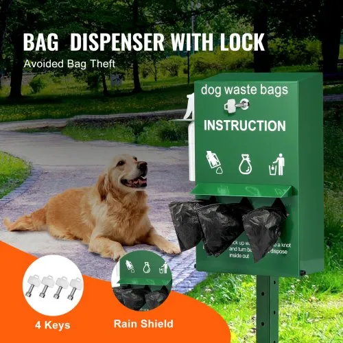 VEVOR Dog Poop Bag Dispenser with Hand Wash Bottle, Lockable