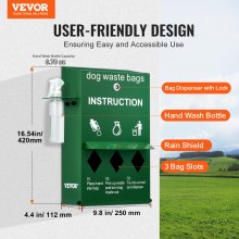 VEVOR Dog Waste Station Bag Dispenser with 600 Bags Lockable Dog Poop Bag Holder