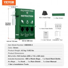 VEVOR Dog Waste Station Bag Dispenser with 600 Bags Lockable Dog Poop Bag Holder