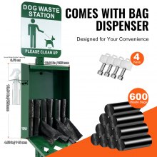 Dog Waste Station with 600 Dog Poop Bags Commercial Park Pet Poop Station