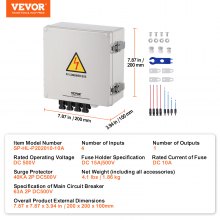 VEVOR Solar PV Combiner Box 4 String 10A for Solar Panel System ABS Case IP65