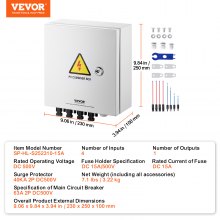 VEVOR Solar PV Combiner Box 4 String 15A for Solar Panel System Steel Case IP65