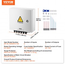 VEVOR Solar PV Combiner Box 6 String 10A for Solar Panel System Steel Case IP65